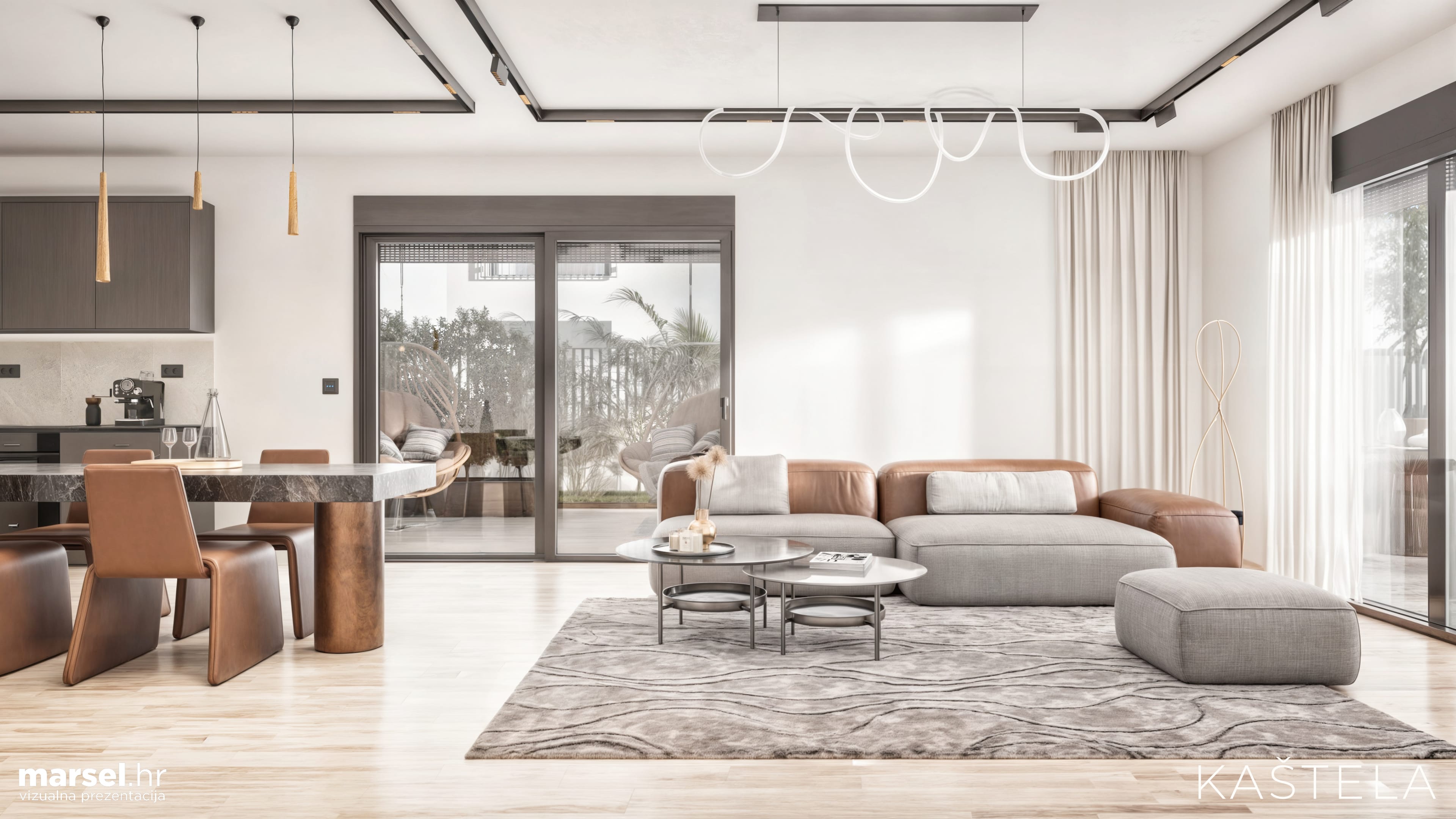 3D rendering objekta u novogradnji noc